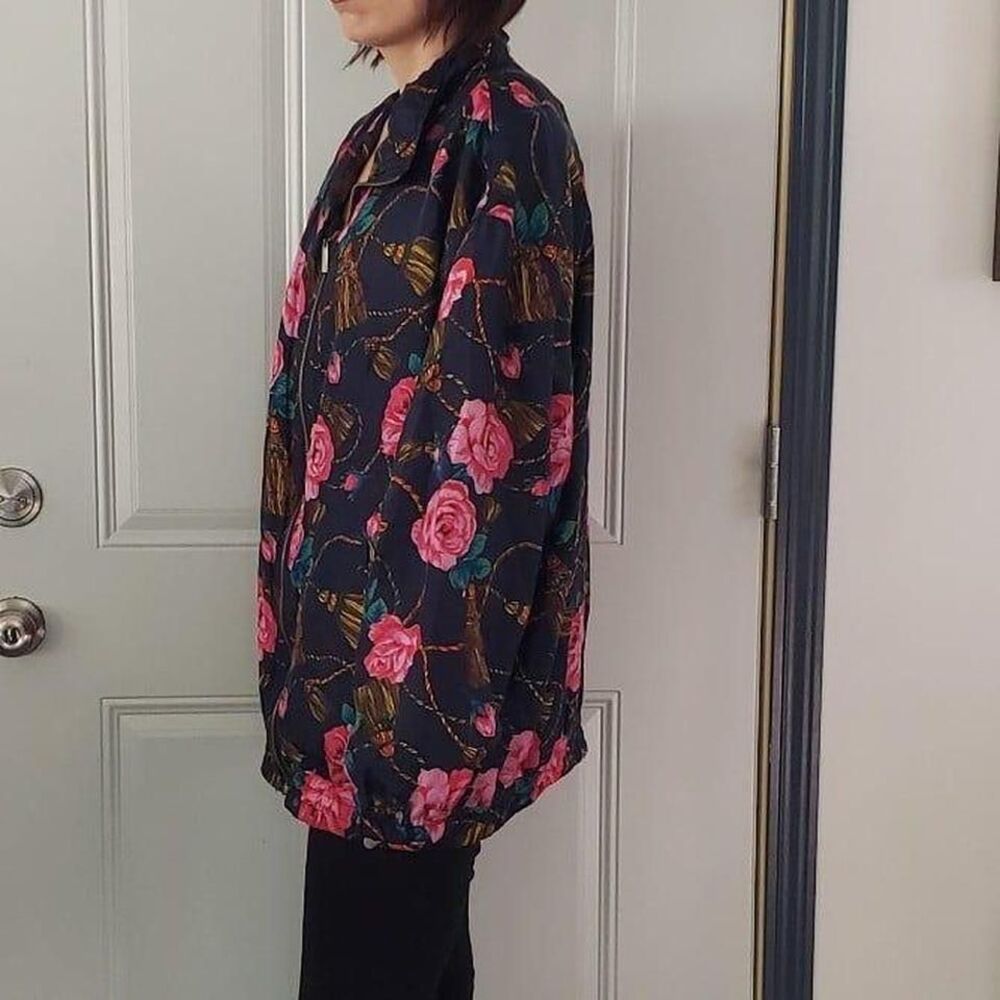 90s Silk Rose‎ Print Windbreaker - Picture 2 of 4